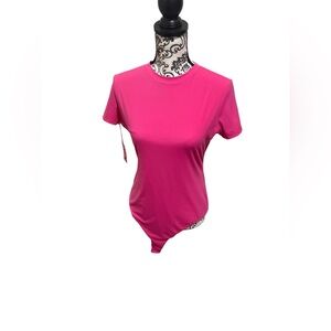 Pumiey Women's Fuchsia Short-Sleeve Bodysuit